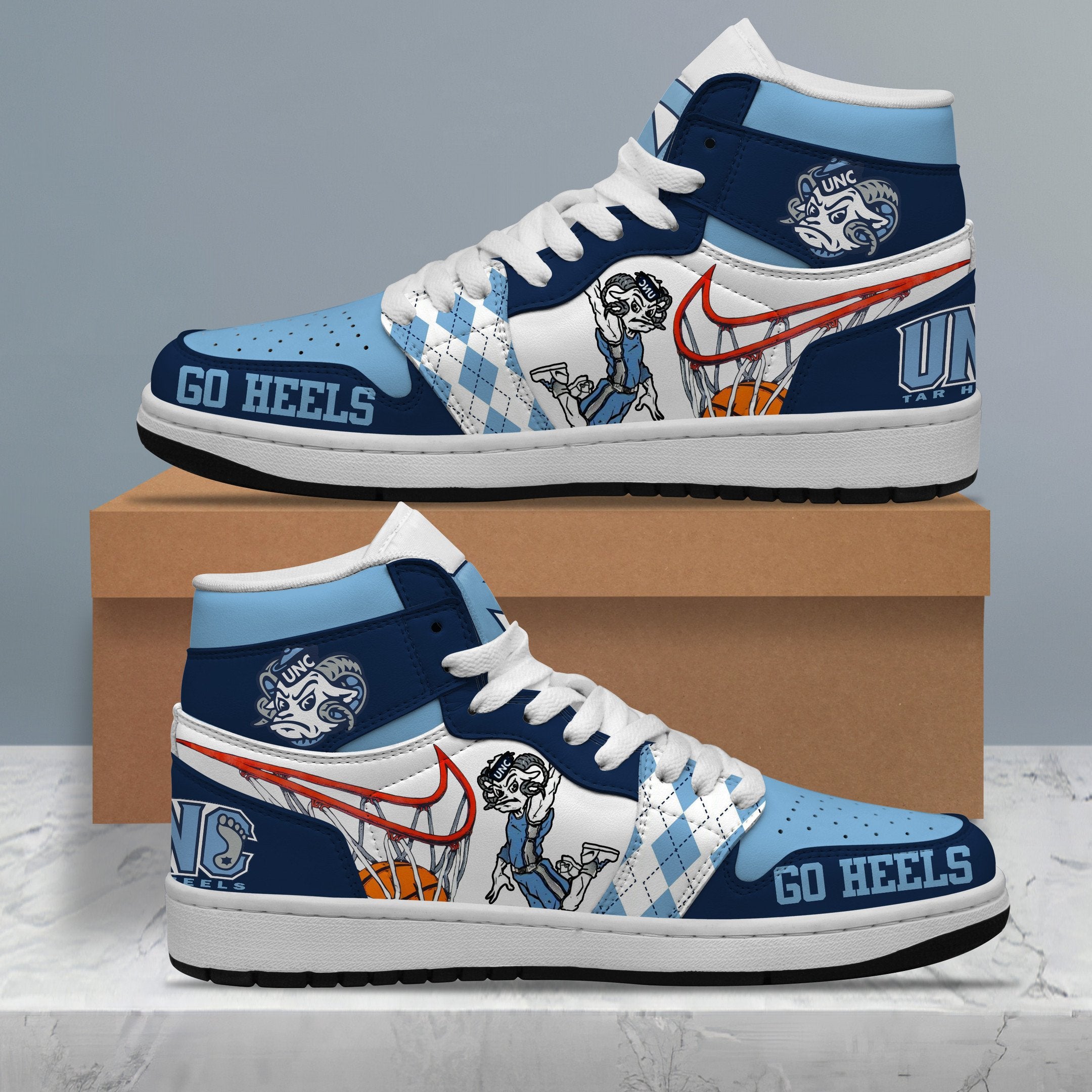 Ideafootwear North Carolina Tar Heels AJ1 High Sneakers Shoes For Men And Women 5