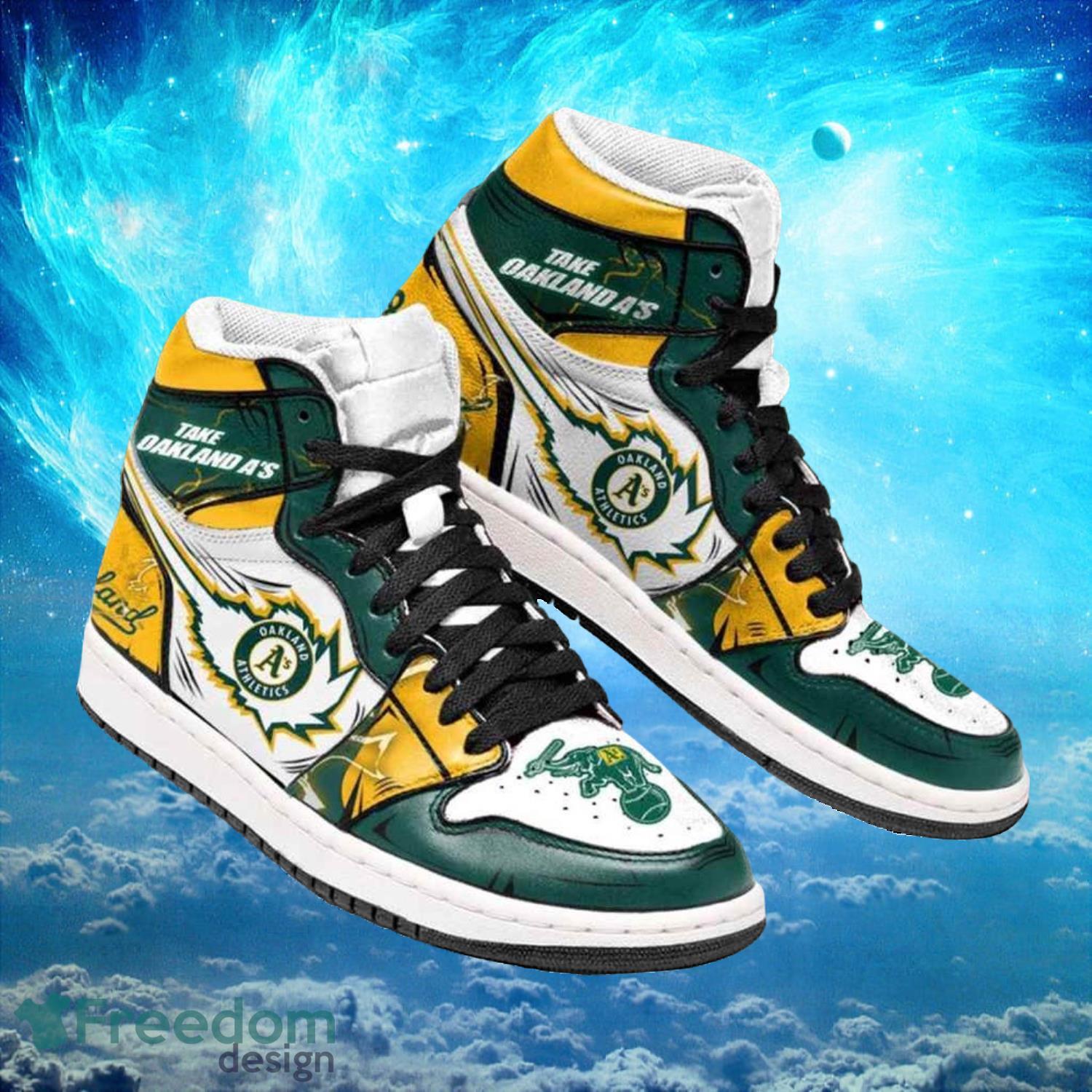 Ideafootwear Oakland Athletics AJ1 High Sneakers Shoes For Men And Women 8