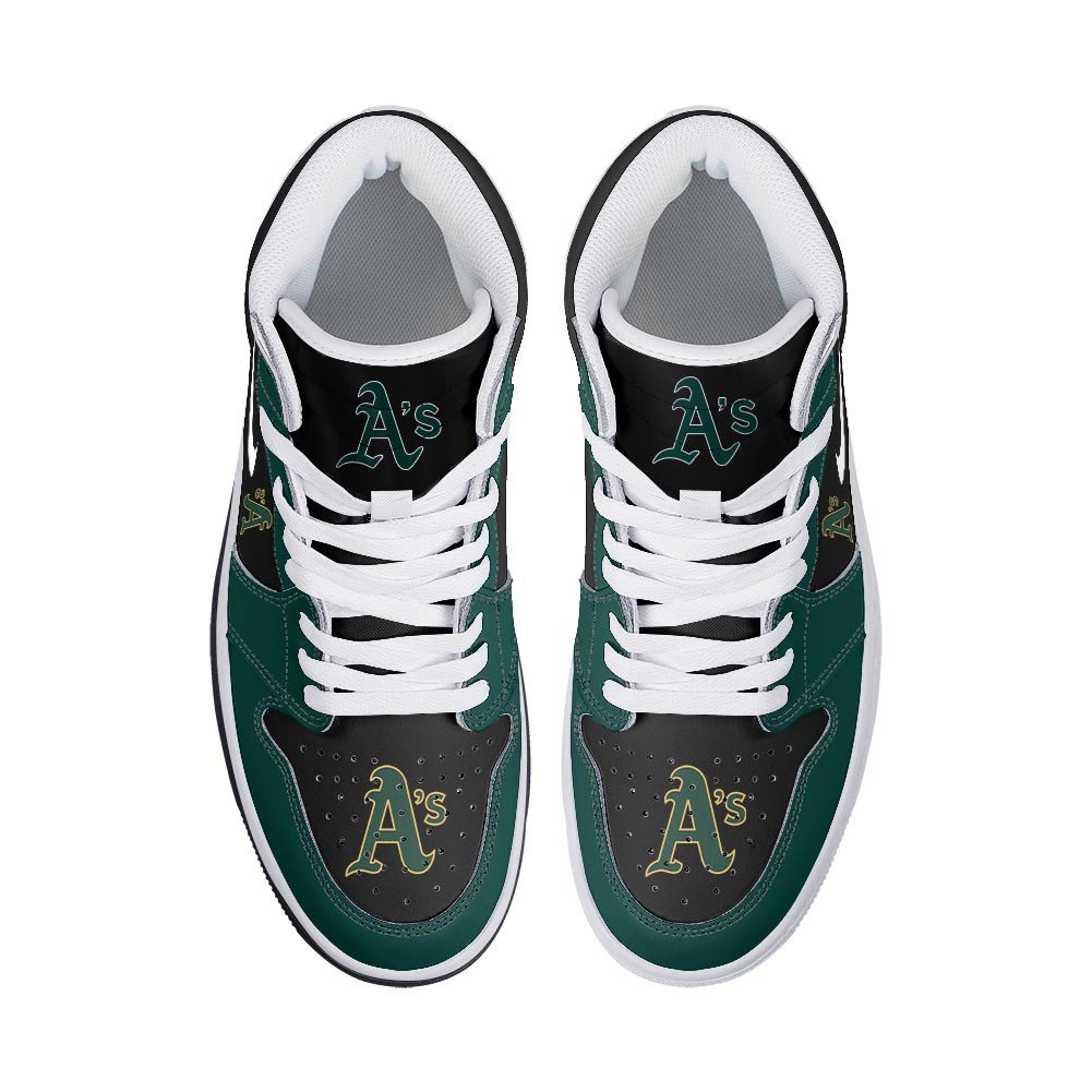 Ideafootwear Oakland Athletics AJ1 High Sneakers Shoes For Men And Women 4