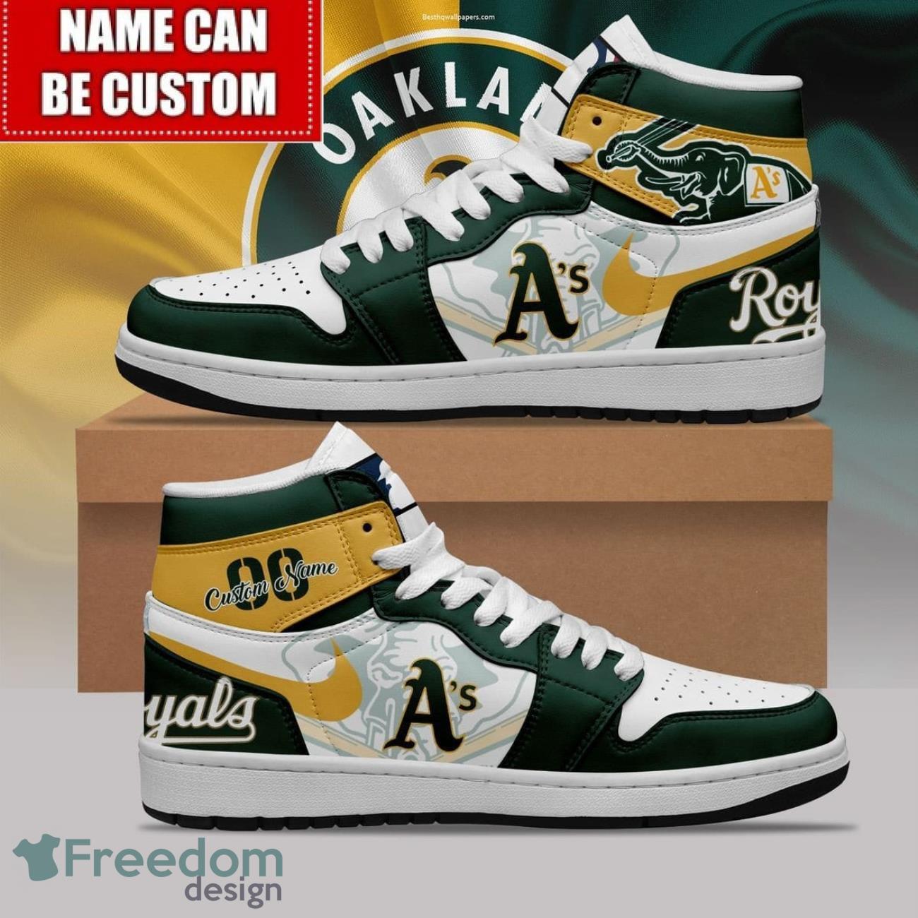 Ideafootwear Oakland Athletics AJ1 High Sneakers Shoes For Men And Women 1