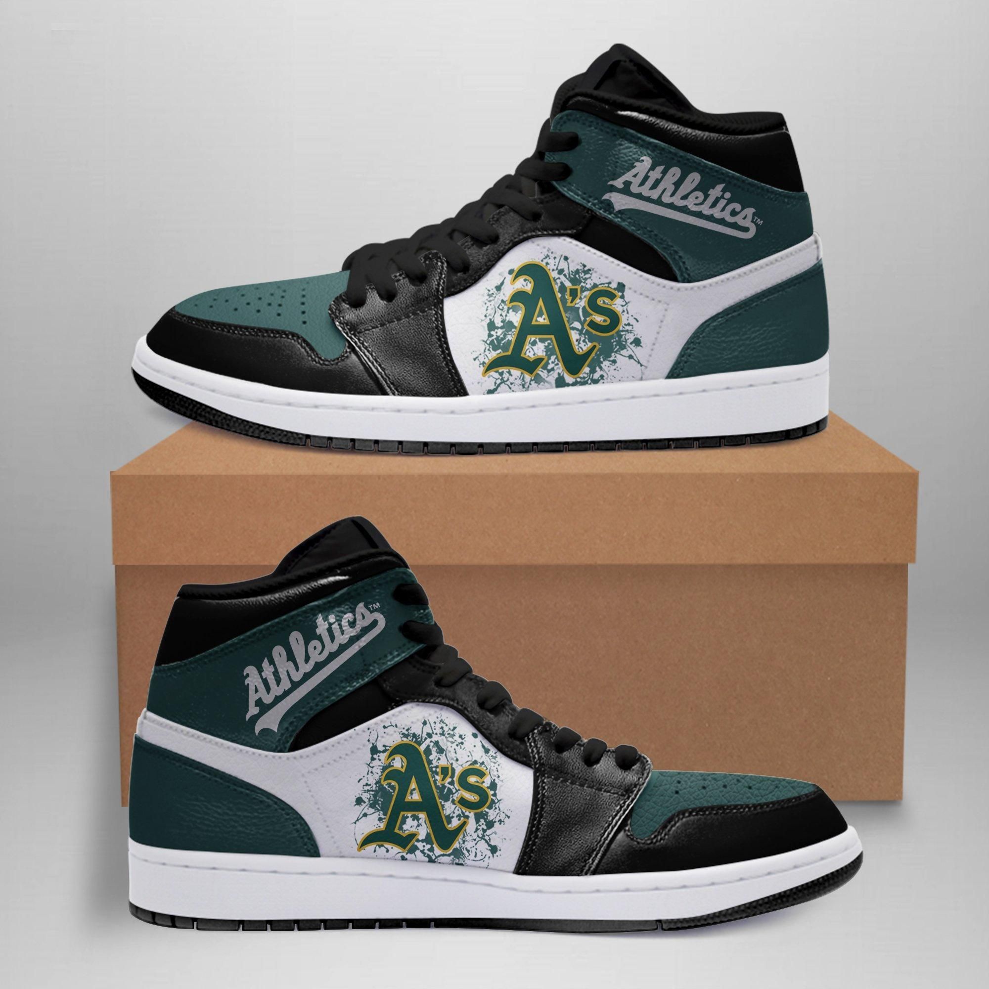 Ideafootwear Oakland Athletics AJ1 High Sneakers Shoes For Men And Women 5