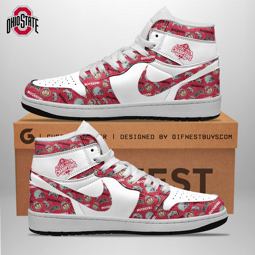 Ideafootwear Ohio State Buckeyes AJ1 High Sneakers Shoes For Men And Women 2
