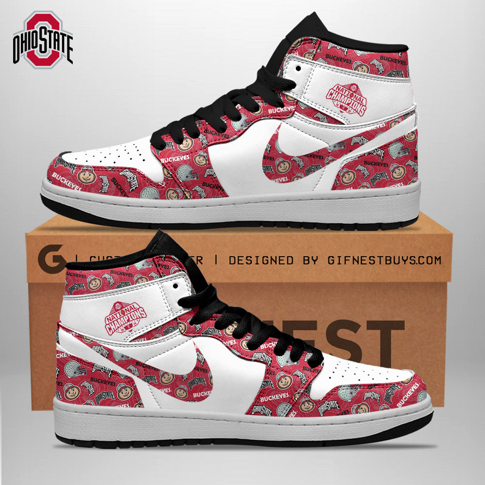Ideafootwear Ohio State Buckeyes AJ1 High Sneakers Shoes For Men And Women 2