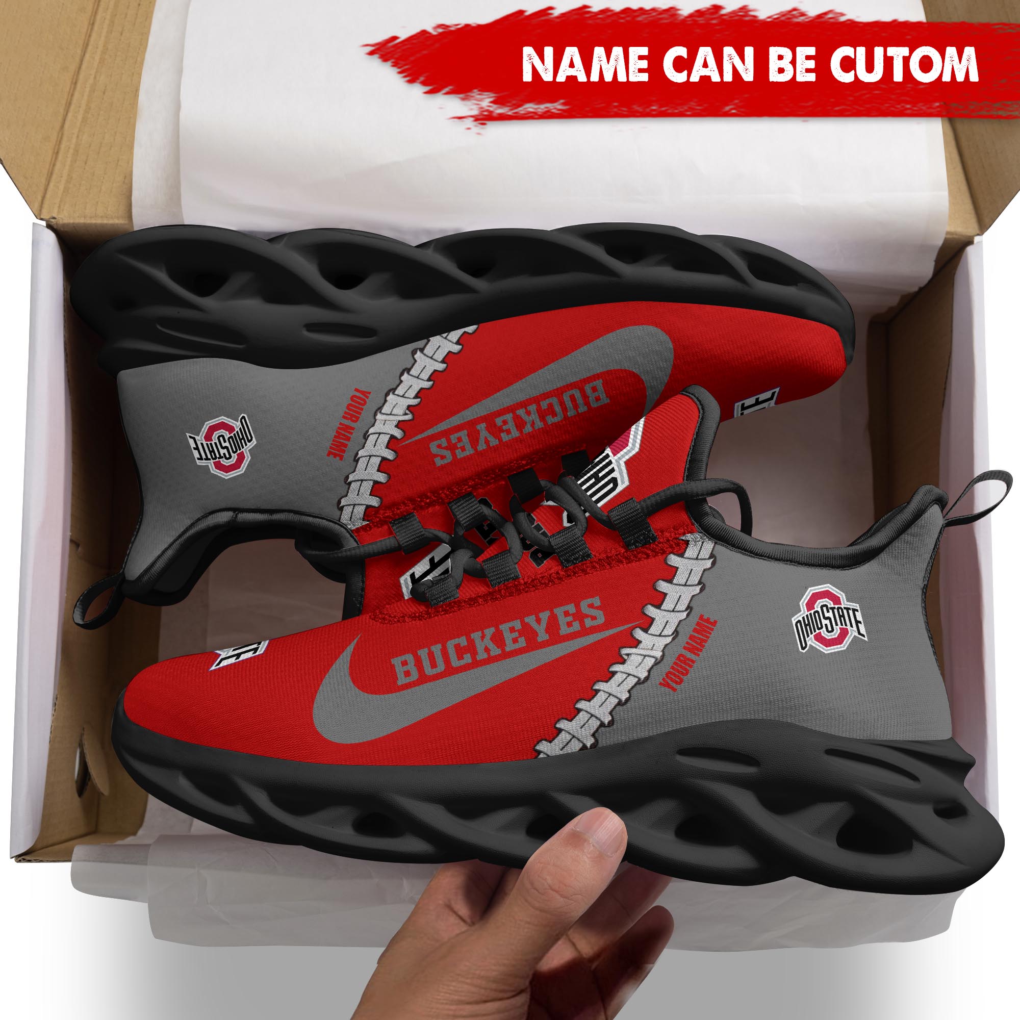 Ideafootwear Ohio State Buckeyes Max Soul Shoes Sneakers For Men And Women 3