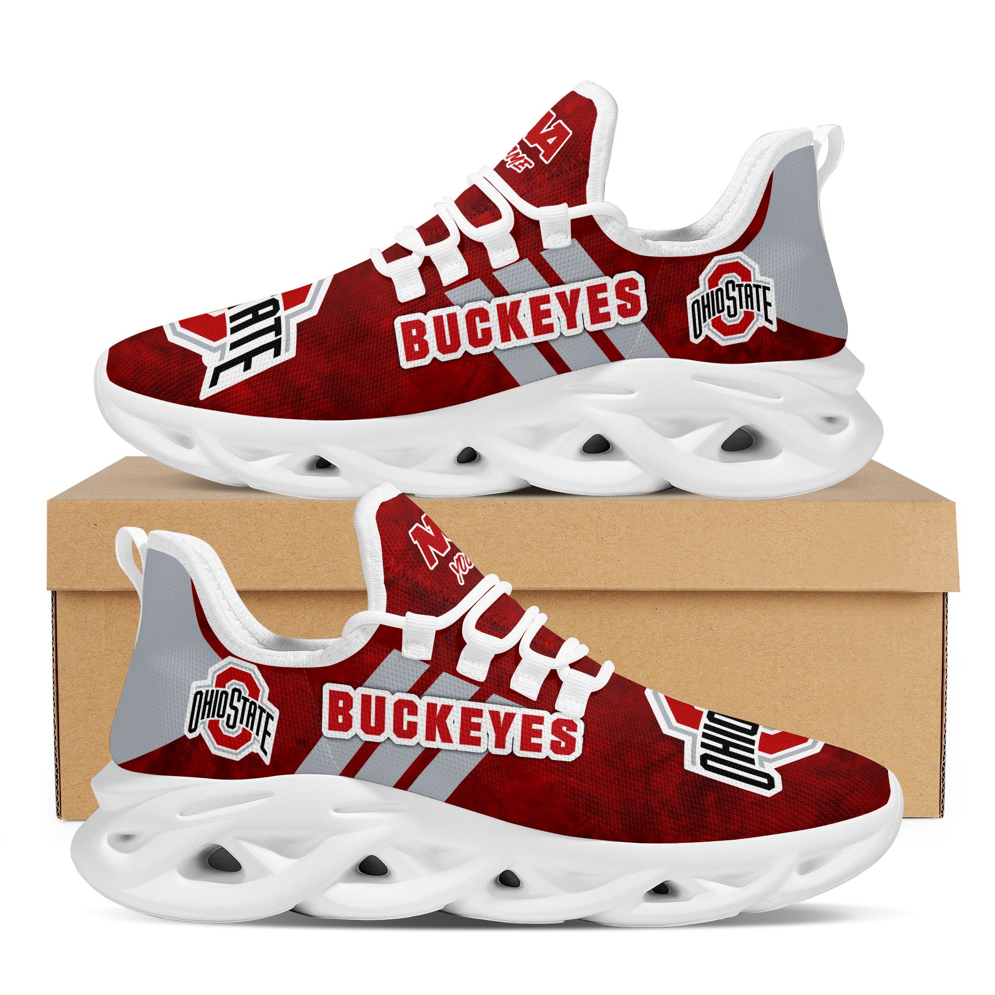 Ideafootwear Ohio State Buckeyes Max Soul Shoes Sneakers For Men And Women 6