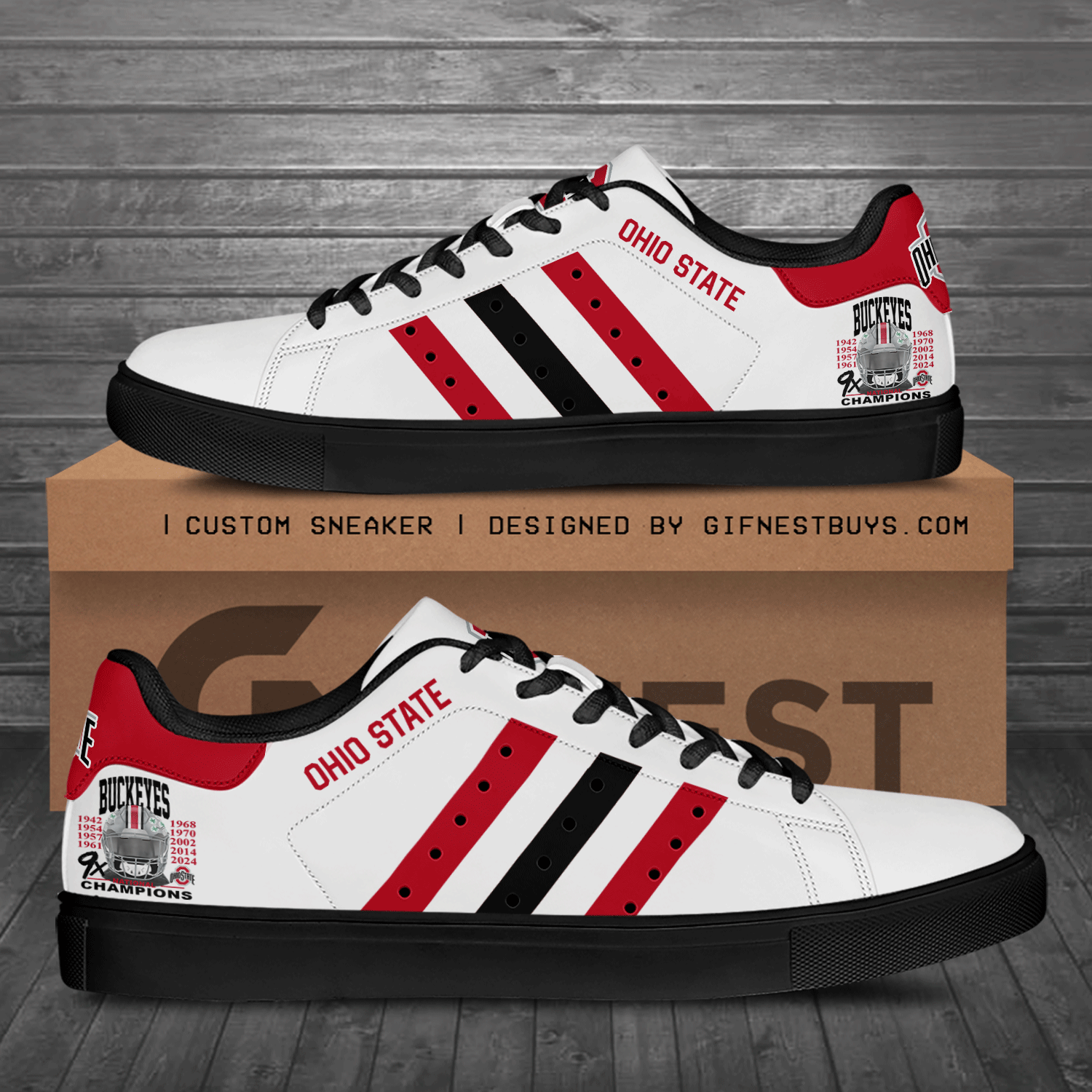 Ideafootwear Ohio State Buckeyes Skate Stan Shoes Sneakes For Men And Women 1
