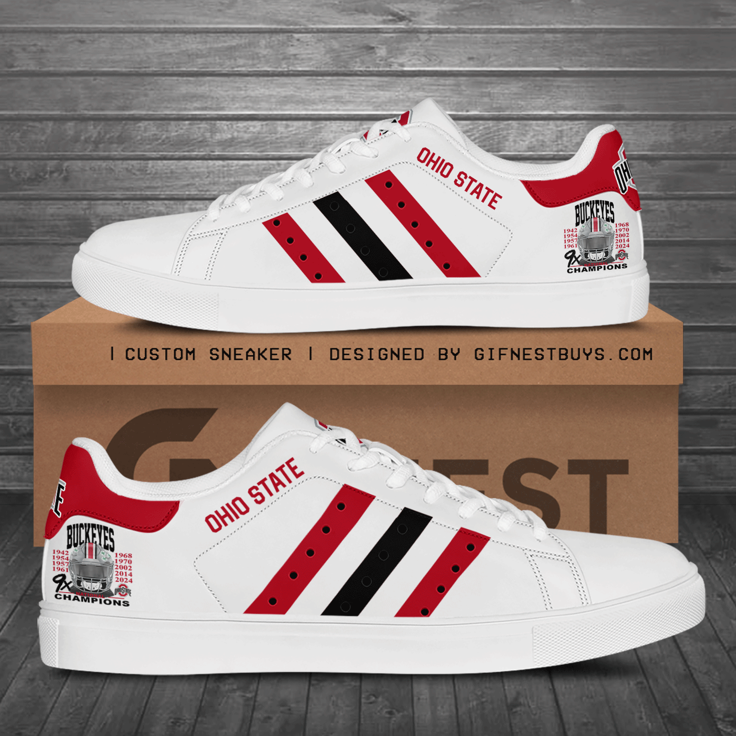 Ideafootwear Ohio State Buckeyes Skate Stan Shoes Sneakes For Men And Women 1