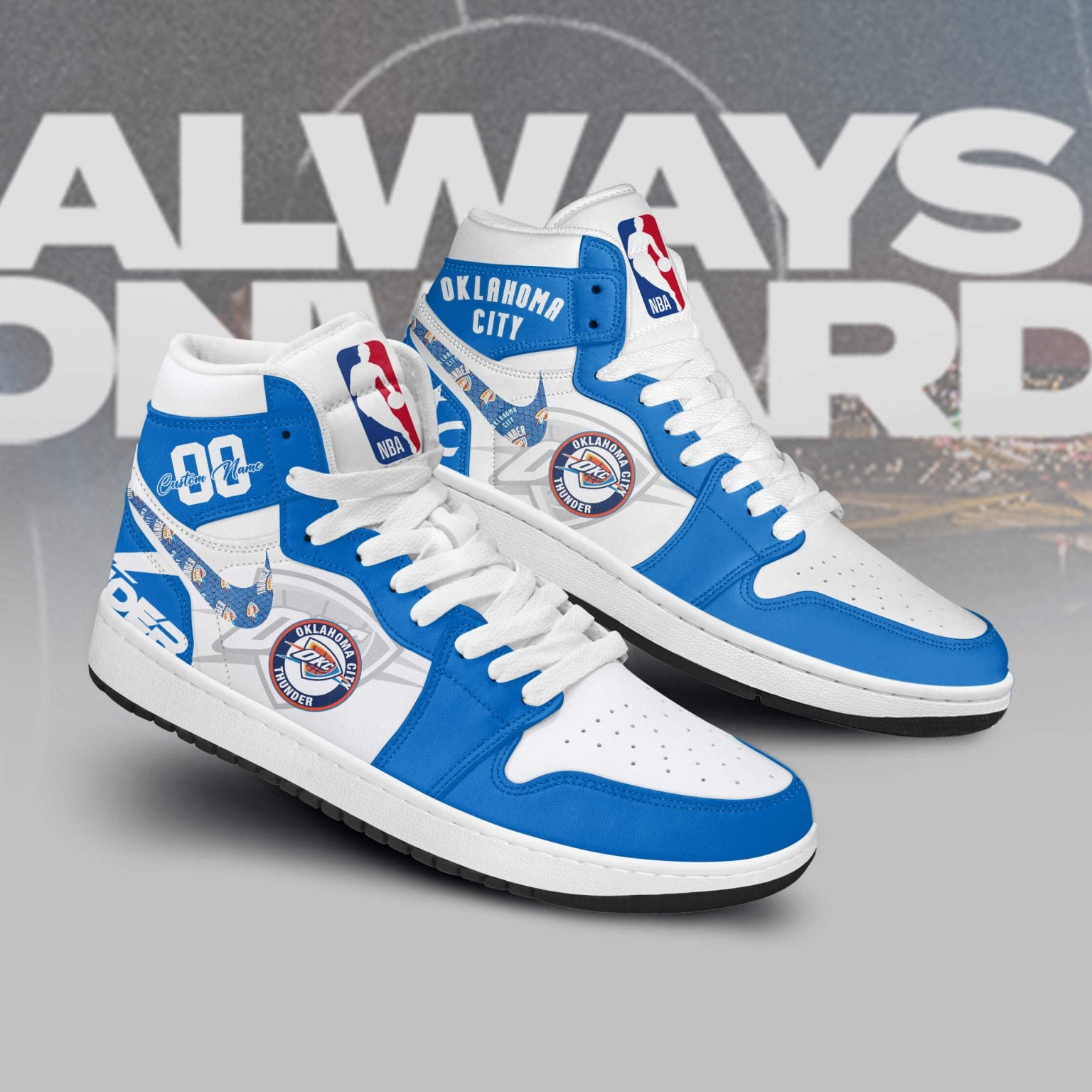 Ideafootwear Oklahoma City Thunder AJ1 High Sneakers Shoes For Men And Women 1