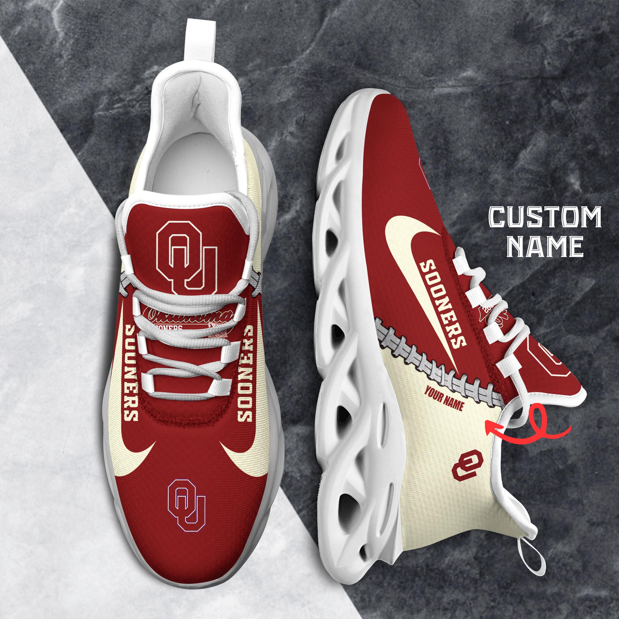 Ideafootwear Oklahoma Sooners Max Soul Shoes Sneakers For Men And Women 2