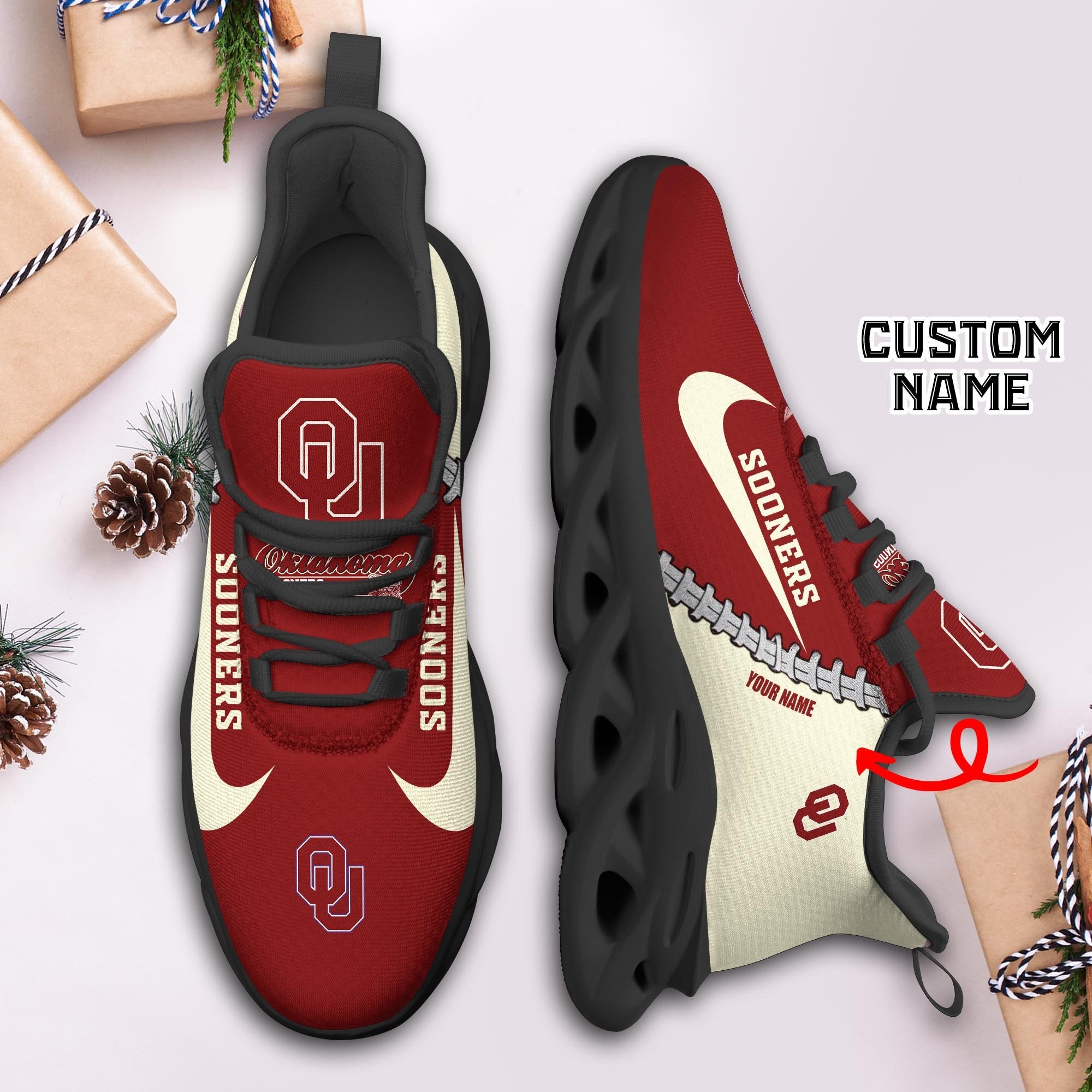 Ideafootwear Oklahoma Sooners Max Soul Shoes Sneakers For Men And Women 2