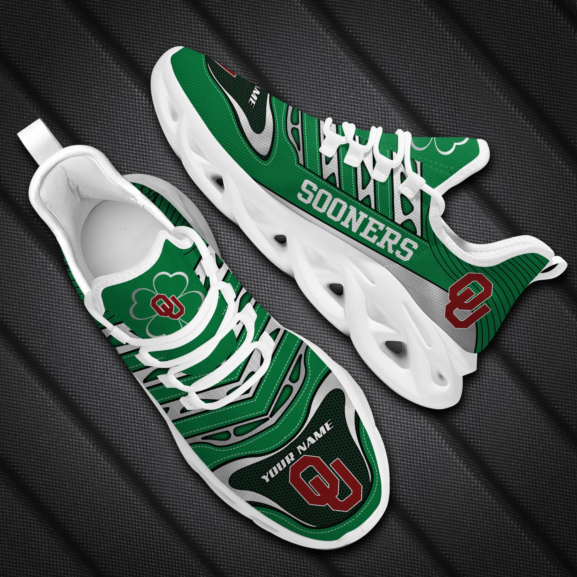 Ideafootwear Oklahoma Sooners Max Soul Shoes Sneakers For Men And Women 6