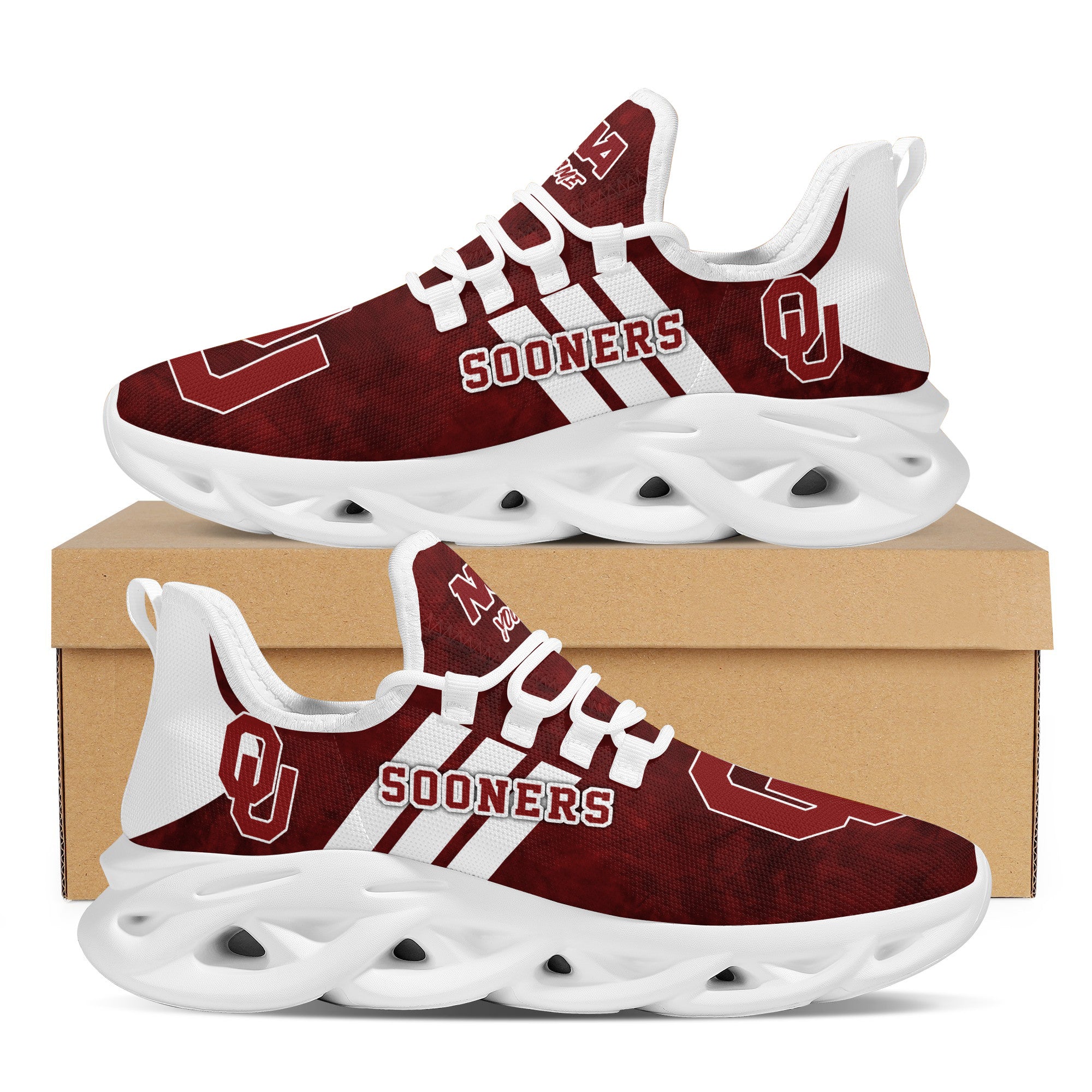 Ideafootwear Oklahoma Sooners Max Soul Shoes Sneakers For Men And Women 5