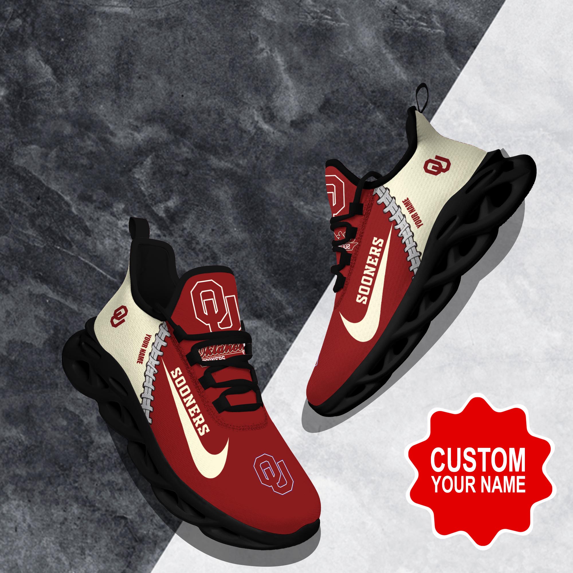 Ideafootwear Oklahoma Sooners Max Soul Shoes Sneakers For Men And Women 2