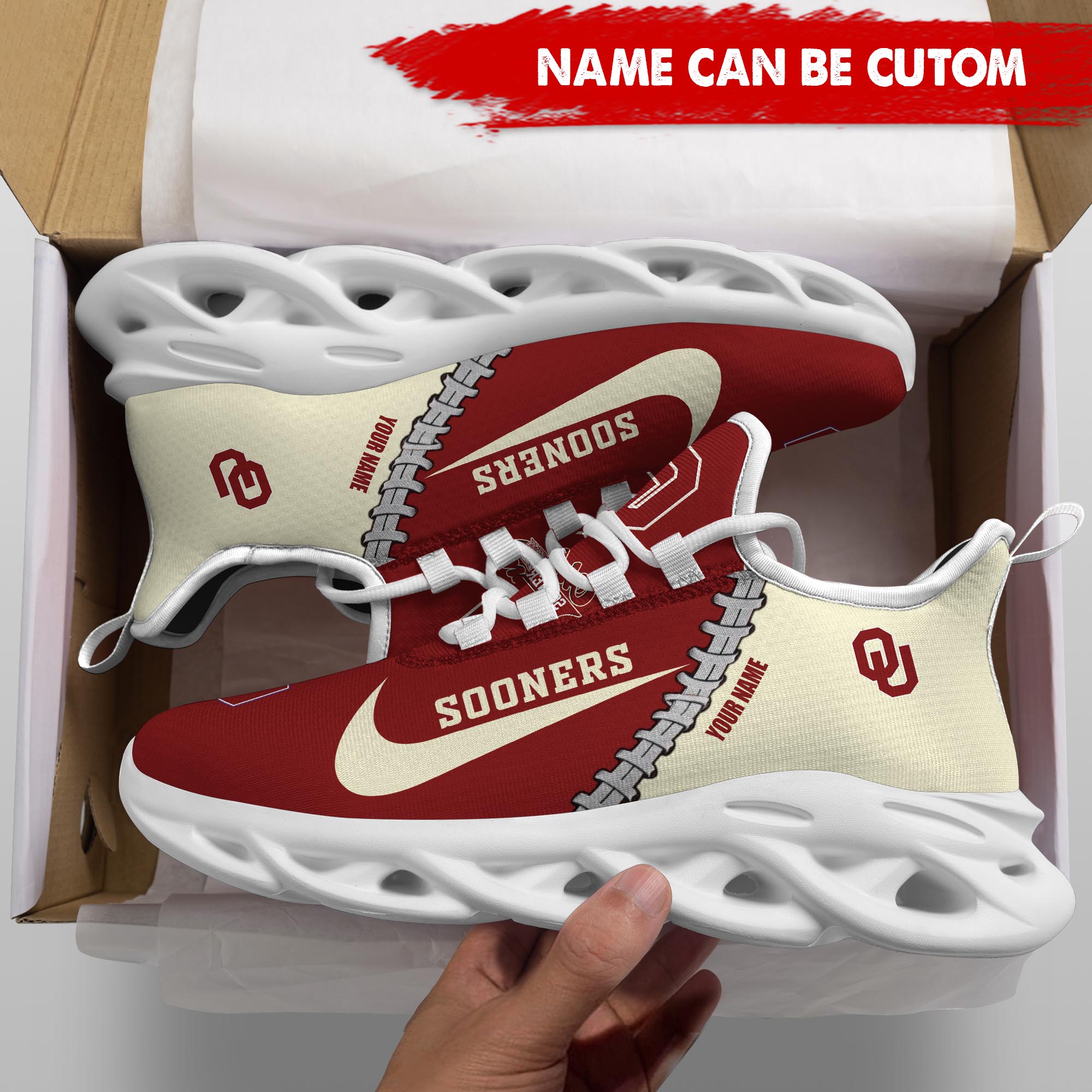 Ideafootwear Oklahoma Sooners Max Soul Shoes Sneakers For Men And Women 2