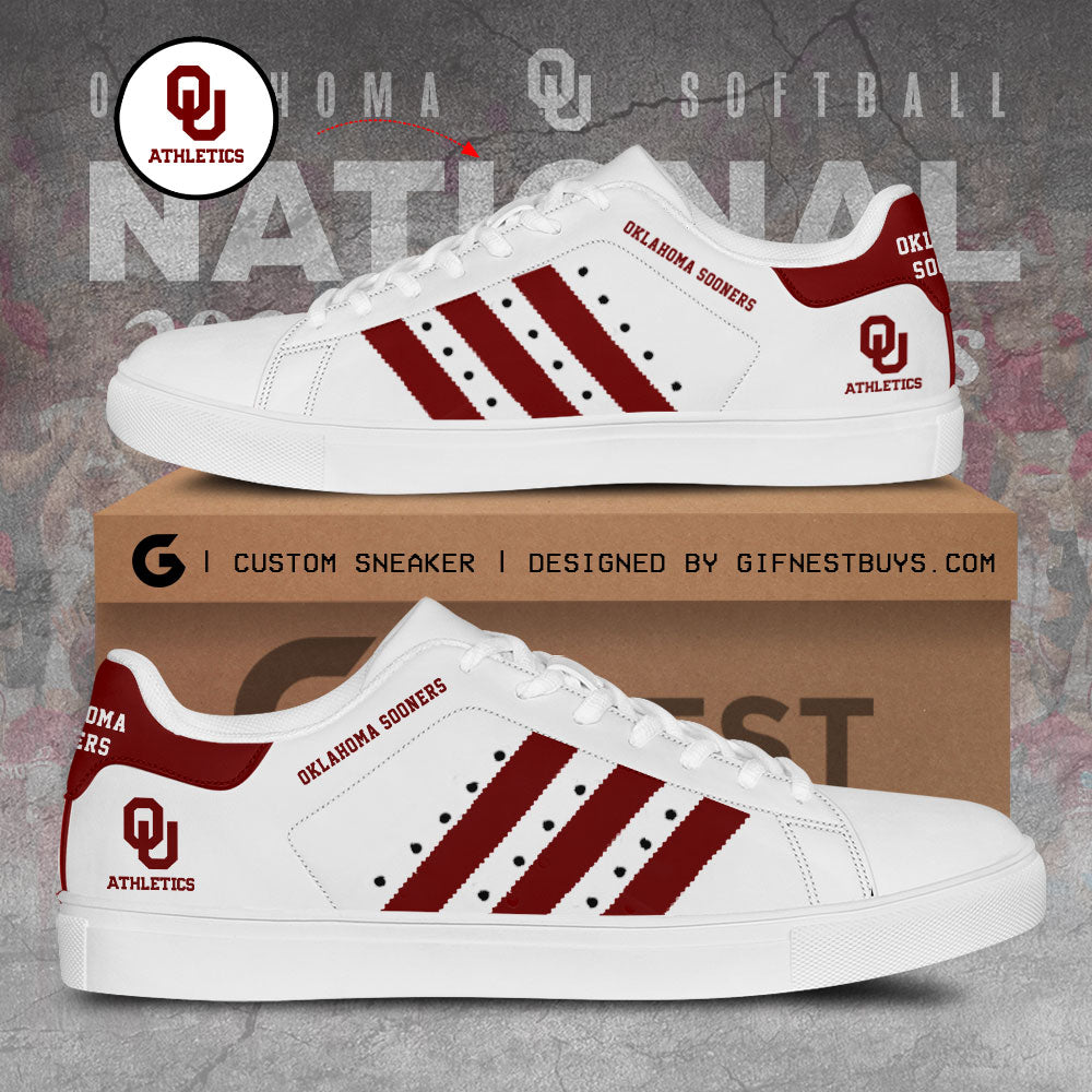 Ideafootwear Oklahoma Sooners Women's Softball Skate Stan Shoes Sneakes For Men And Women 1