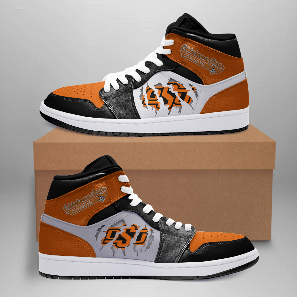 Ideafootwear Oklahoma State Cowboys AJ1 High Sneakers Shoes For Men And Women 2