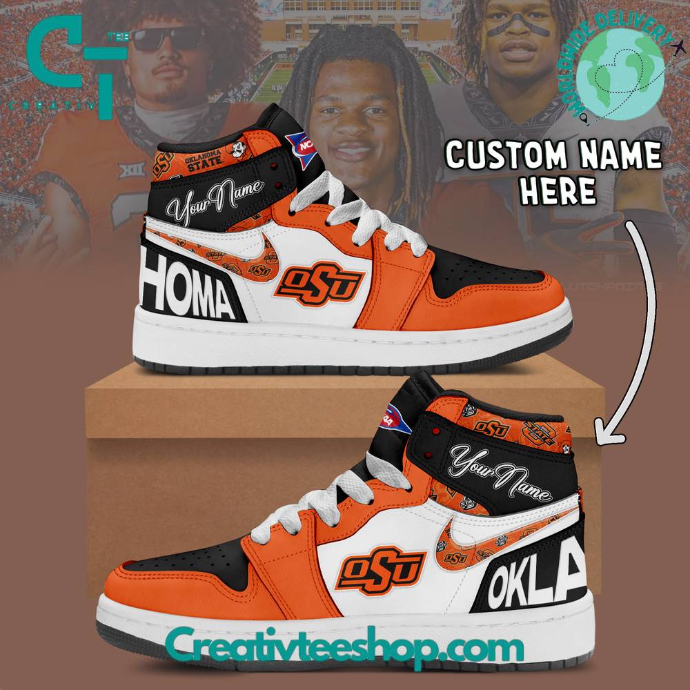 Ideafootwear Oklahoma State Cowboys AJ1 High Sneakers Shoes For Men And Women 1