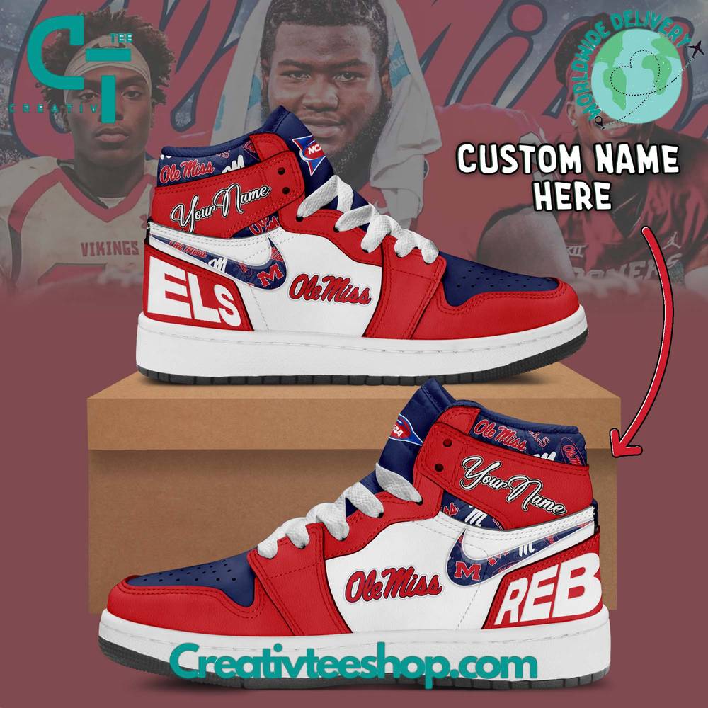 Ideafootwear Ole Miss Rebels AJ1 High Sneakers Shoes For Men And Women 1