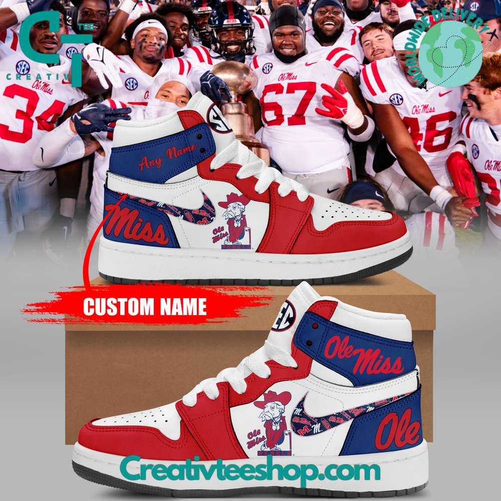 Ideafootwear Ole Miss Rebels AJ1 High Sneakers Shoes For Men And Women 2