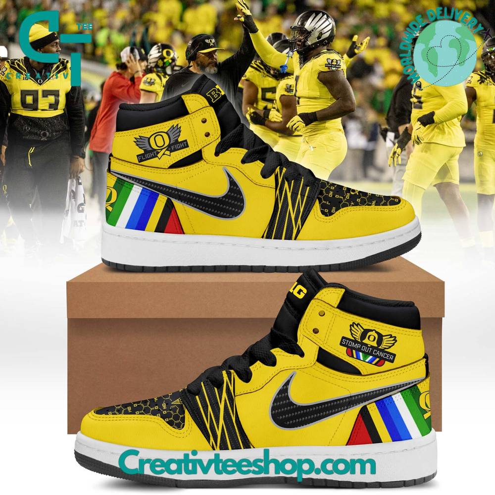 Ideafootwear Oregon Ducks AJ1 High Sneakers Shoes For Men And Women 8