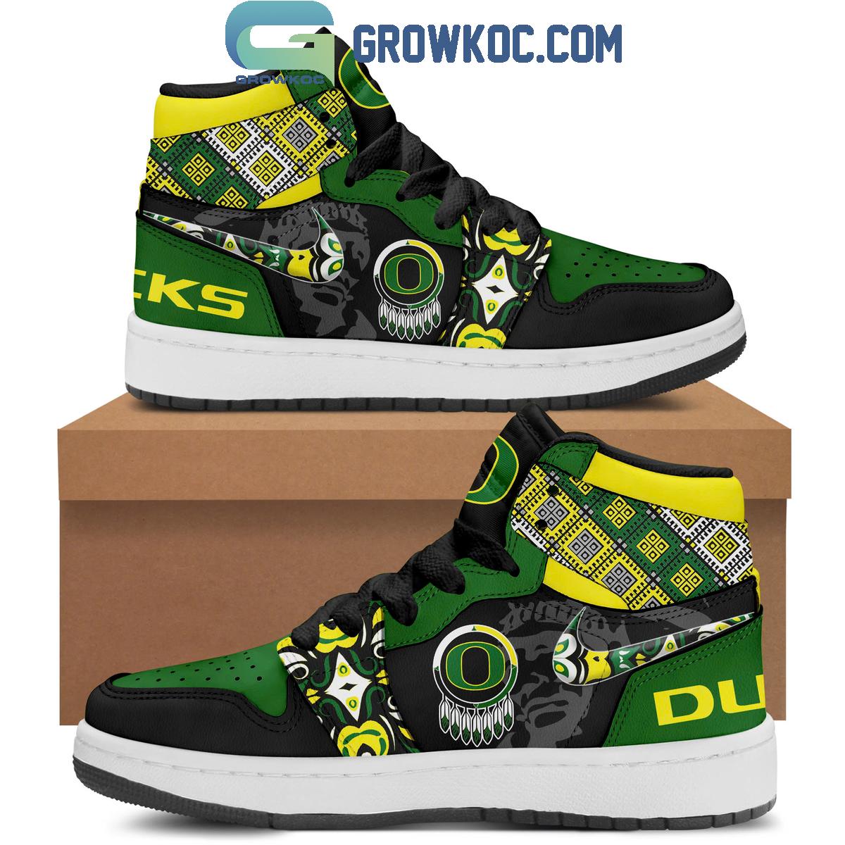 Ideafootwear Oregon Ducks AJ1 High Sneakers Shoes For Men And Women 5