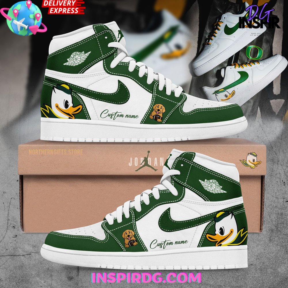 Ideafootwear Oregon Ducks AJ1 High Sneakers Shoes For Men And Women 1
