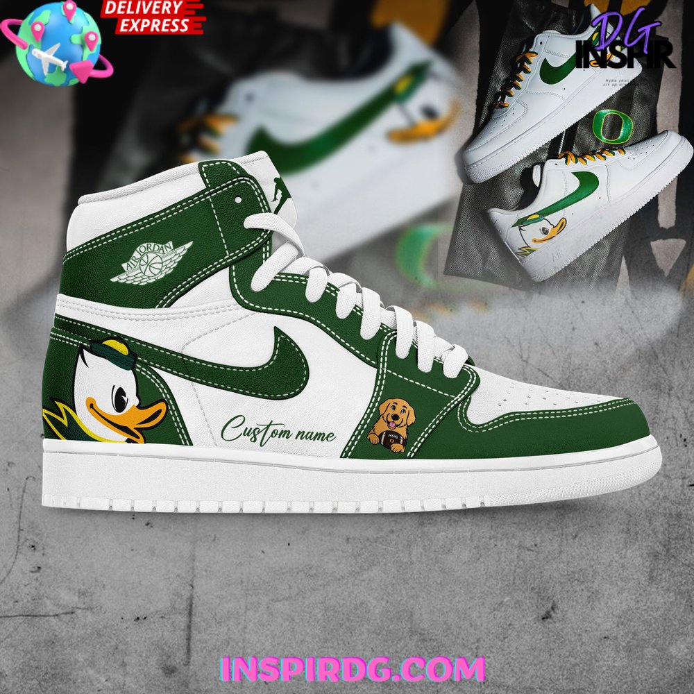 Ideafootwear Oregon Ducks AJ1 High Sneakers Shoes For Men And Women 1
