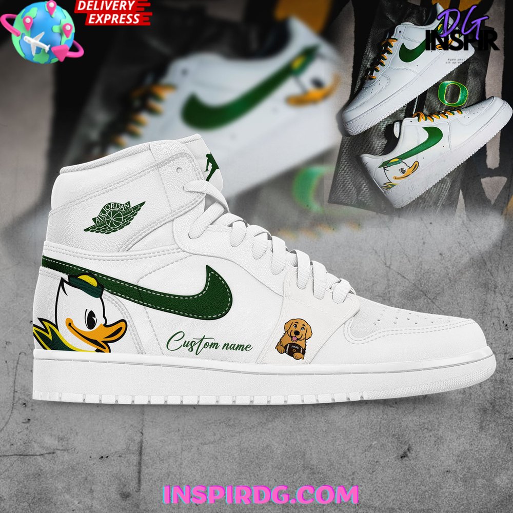 Ideafootwear Oregon Ducks AJ1 High Sneakers Shoes For Men And Women 2