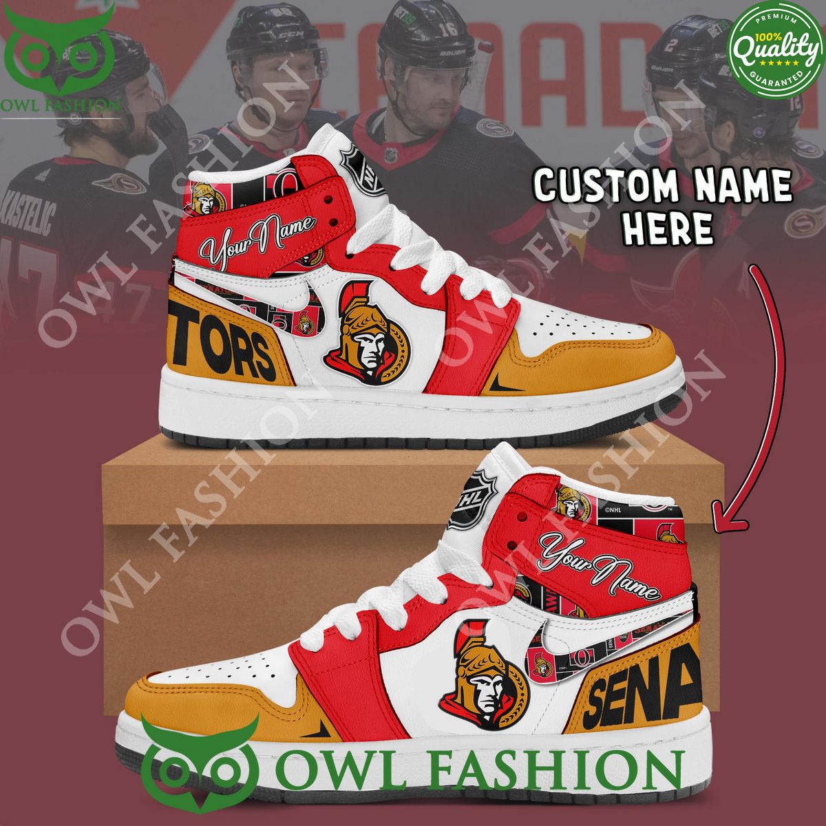 Ideafootwear Ottawa Senators AJ1 High Sneakers Shoes For Men And Women 6