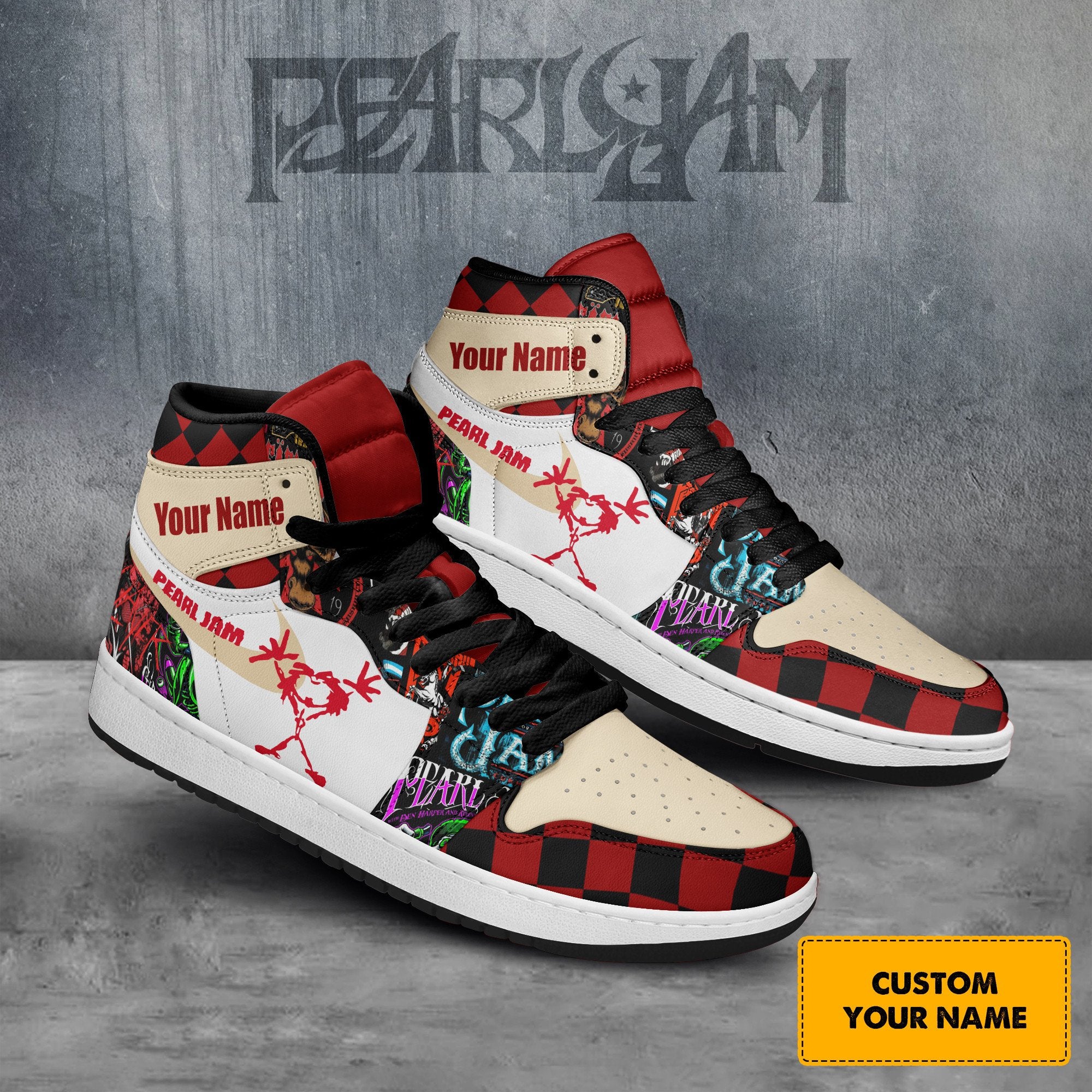 Ideafootwear Pearl Jam AJ1 High Sneakers Shoes For Men And Women 5
