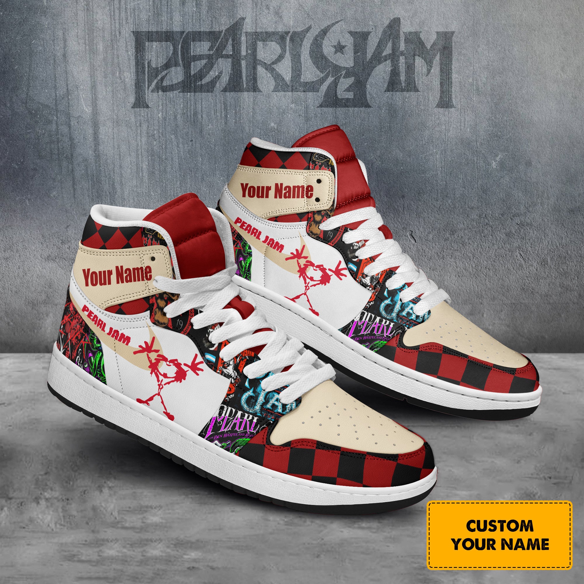 Ideafootwear Pearl Jam AJ1 High Sneakers Shoes For Men And Women 4