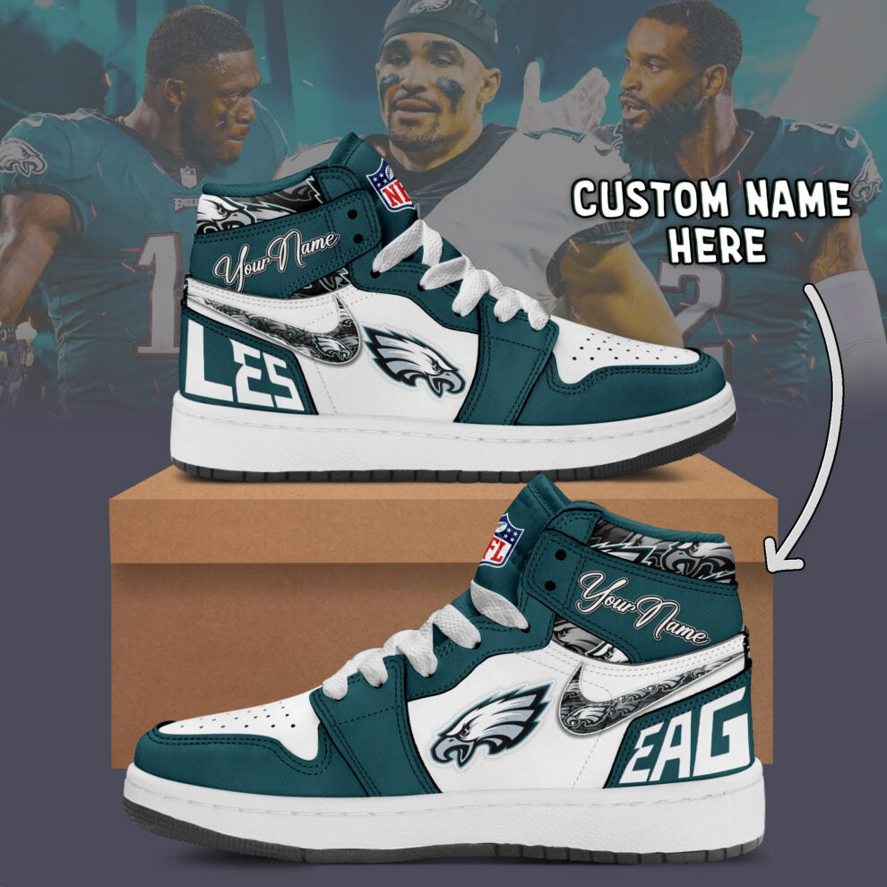Ideafootwear Philadelphia Eagles AJ1 High Sneakers Shoes For Men And Women 8