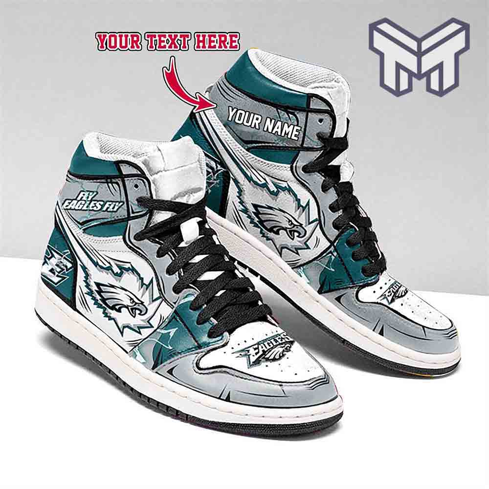 Ideafootwear Philadelphia Eagles AJ1 High Sneakers Shoes For Men And Women 3