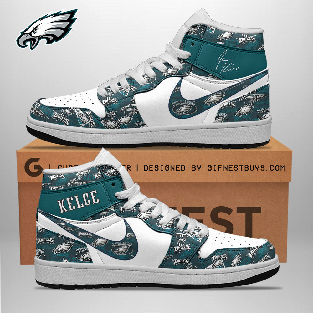 Ideafootwear Philadelphia Eagles AJ1 High Sneakers Shoes For Men And Women 11