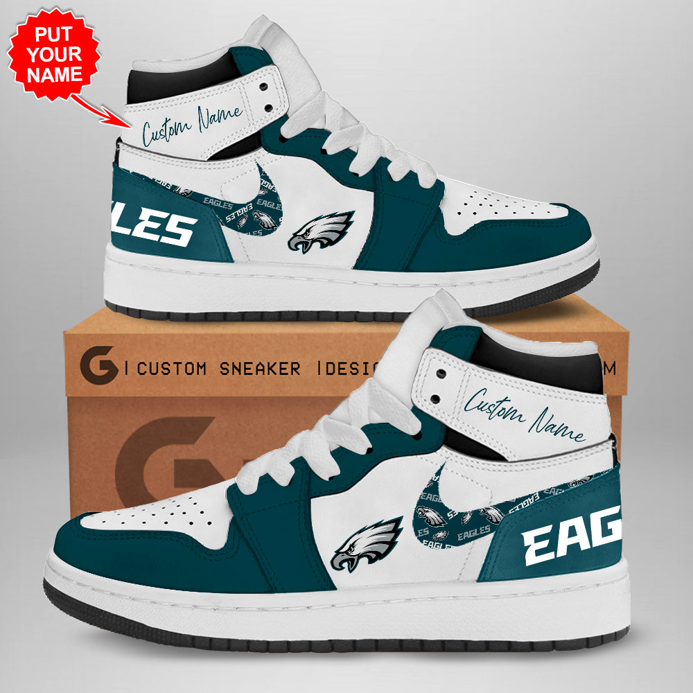 Ideafootwear Philadelphia Eagles AJ1 High Sneakers Shoes For Men And Women 5