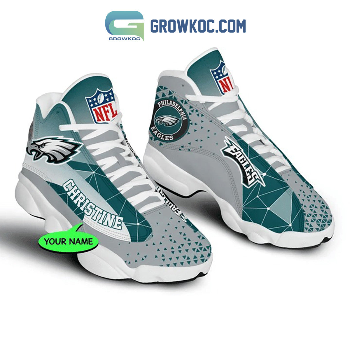 Ideafootwear Philadelphia Eagles AJ13 Sneakers Shoes For Men And Women 3