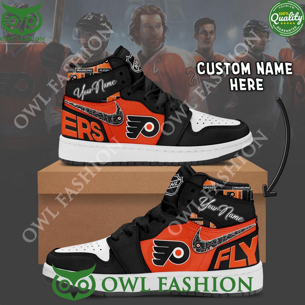 Ideafootwear Philadelphia Flyers AJ1 High Sneakers Shoes For Men And Women 7