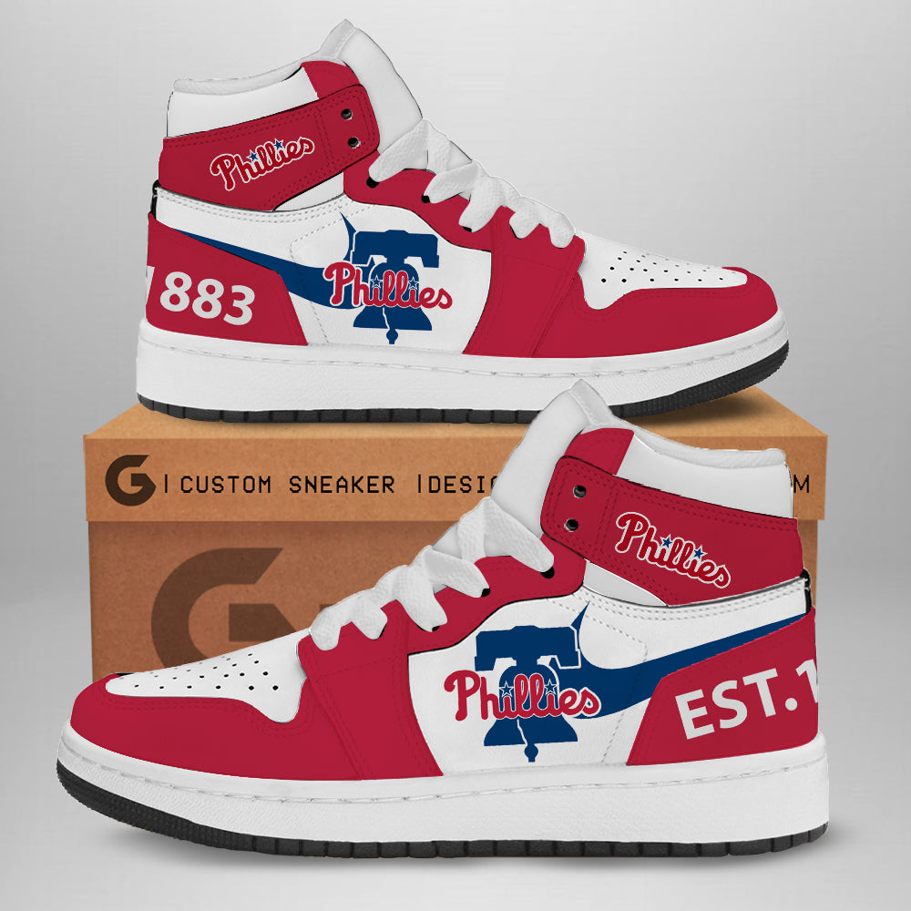 Ideafootwear Philadelphia Phillies AJ1 High Sneakers Shoes For Men And Women 9
