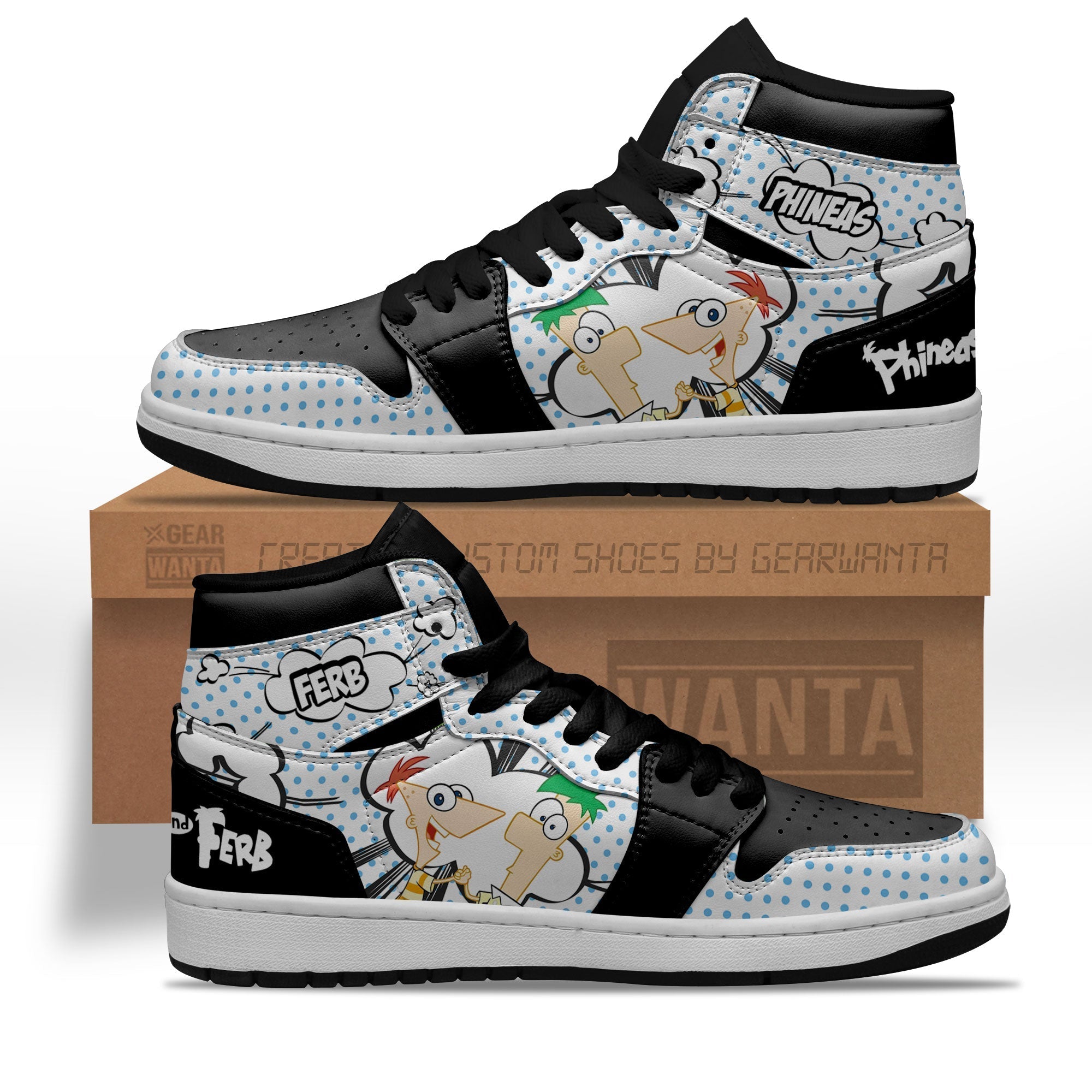 Ideafootwear Phineas Flynn AJ1 High Sneakers Shoes For Men And Women 1
