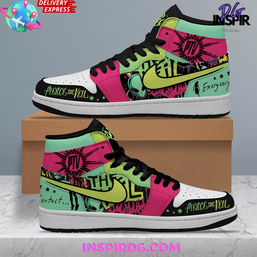 Ideafootwear Pierce The Veil AJ1 High Sneakers Shoes For Men And Women 2