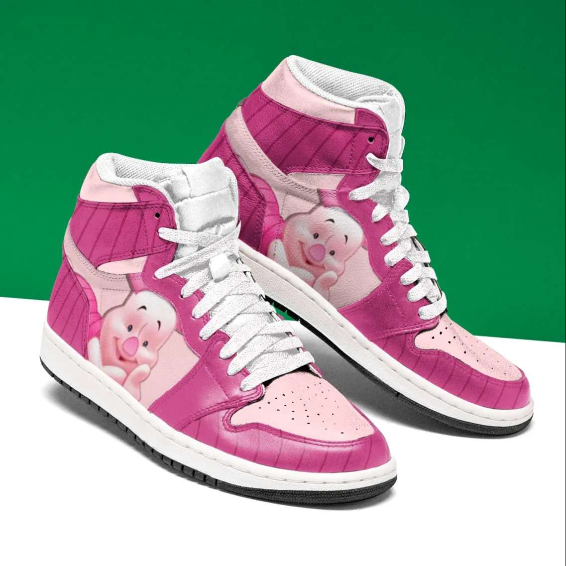 Ideafootwear Piglet Winnie The Pooh AJ1 High Sneakers Shoes For Men And Women 1