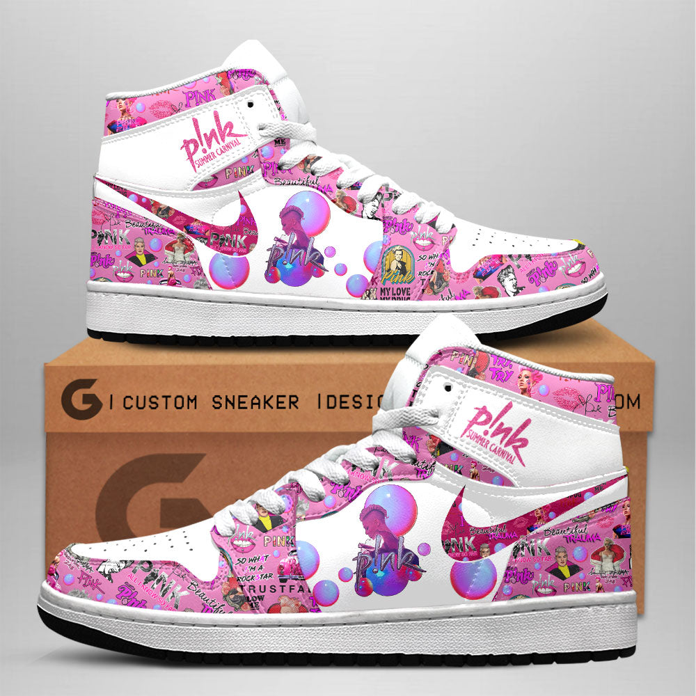 Ideafootwear Pink AJ1 High Sneakers Shoes For Men And Women 3
