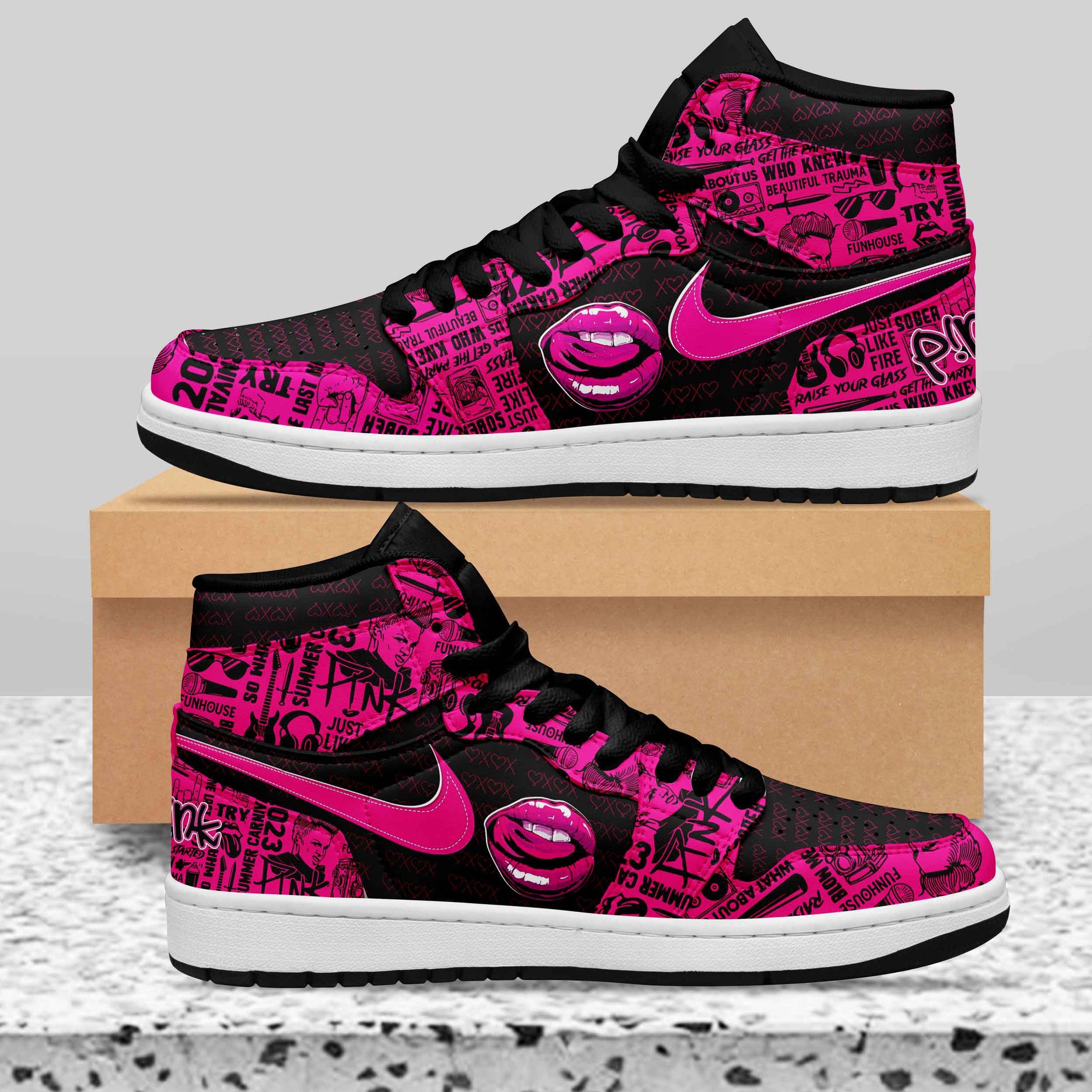 Ideafootwear Pink AJ1 High Sneakers Shoes For Men And Women 11
