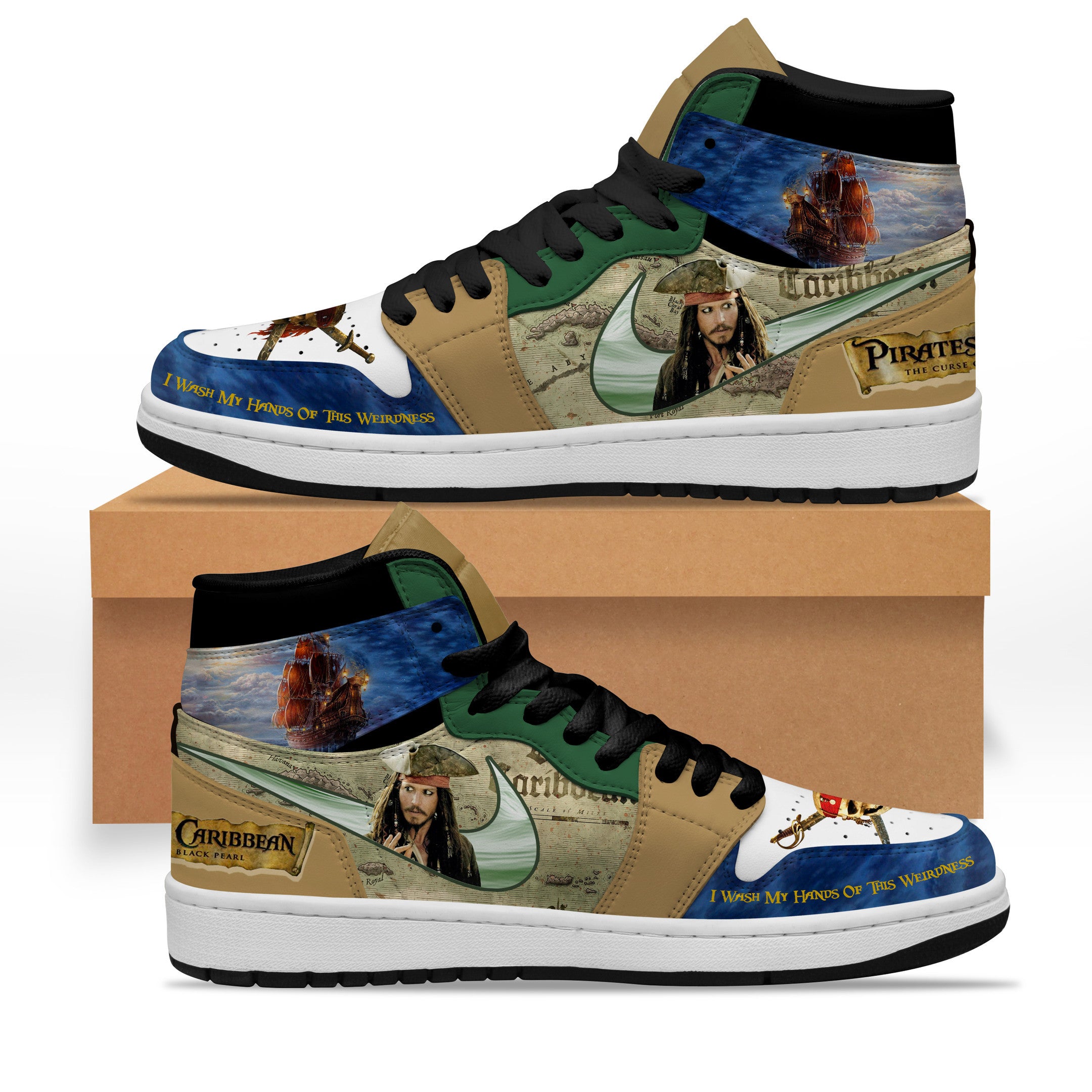 Ideafootwear Pirates of the Caribbean AJ1 High Sneakers Shoes For Men And Women 5