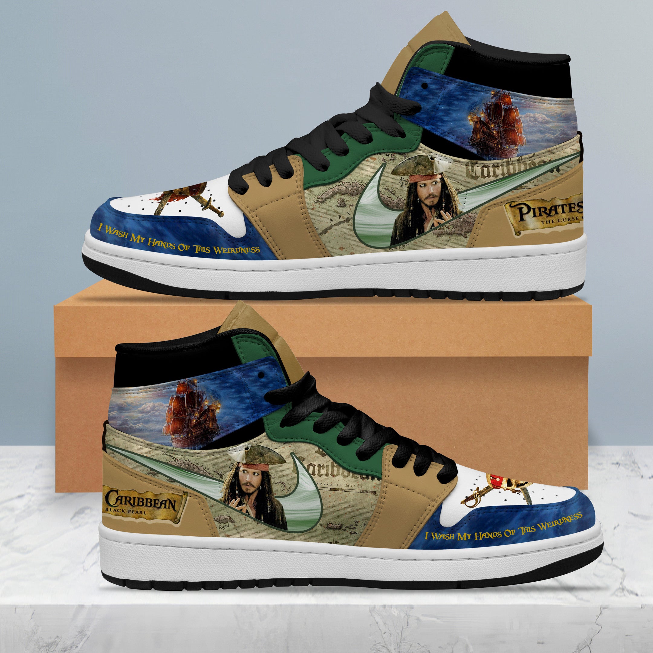 Ideafootwear Pirates of the Caribbean AJ1 High Sneakers Shoes For Men And Women 5