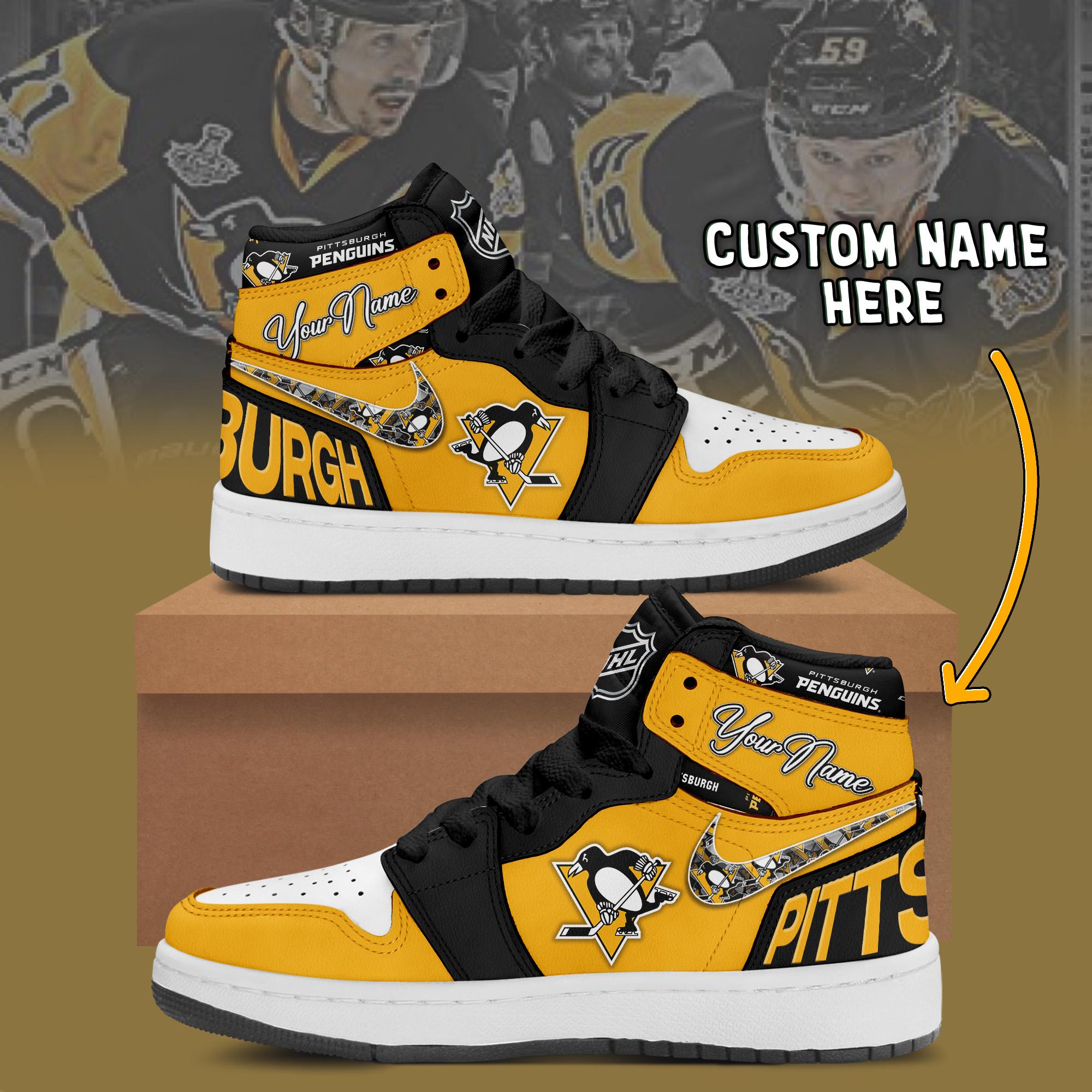 Ideafootwear Pittsburgh Penguins AJ1 High Sneakers Shoes For Men And Women 2