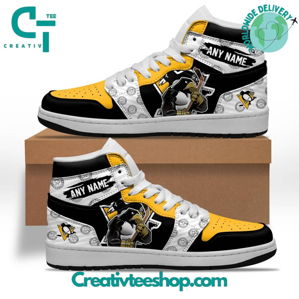 Ideafootwear Pittsburgh Penguins AJ1 High Sneakers Shoes For Men And Women 1