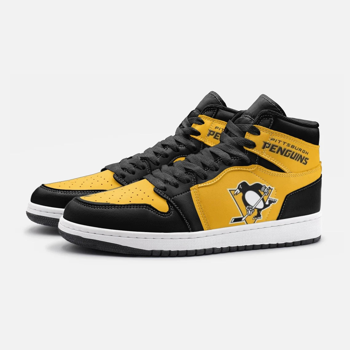 Ideafootwear Pittsburgh Penguins AJ1 High Sneakers Shoes For Men And Women 6