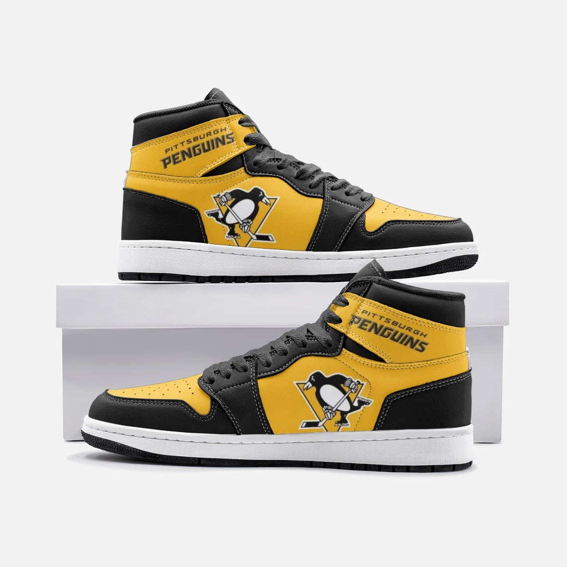Ideafootwear Pittsburgh Penguins AJ1 High Sneakers Shoes For Men And Women 6