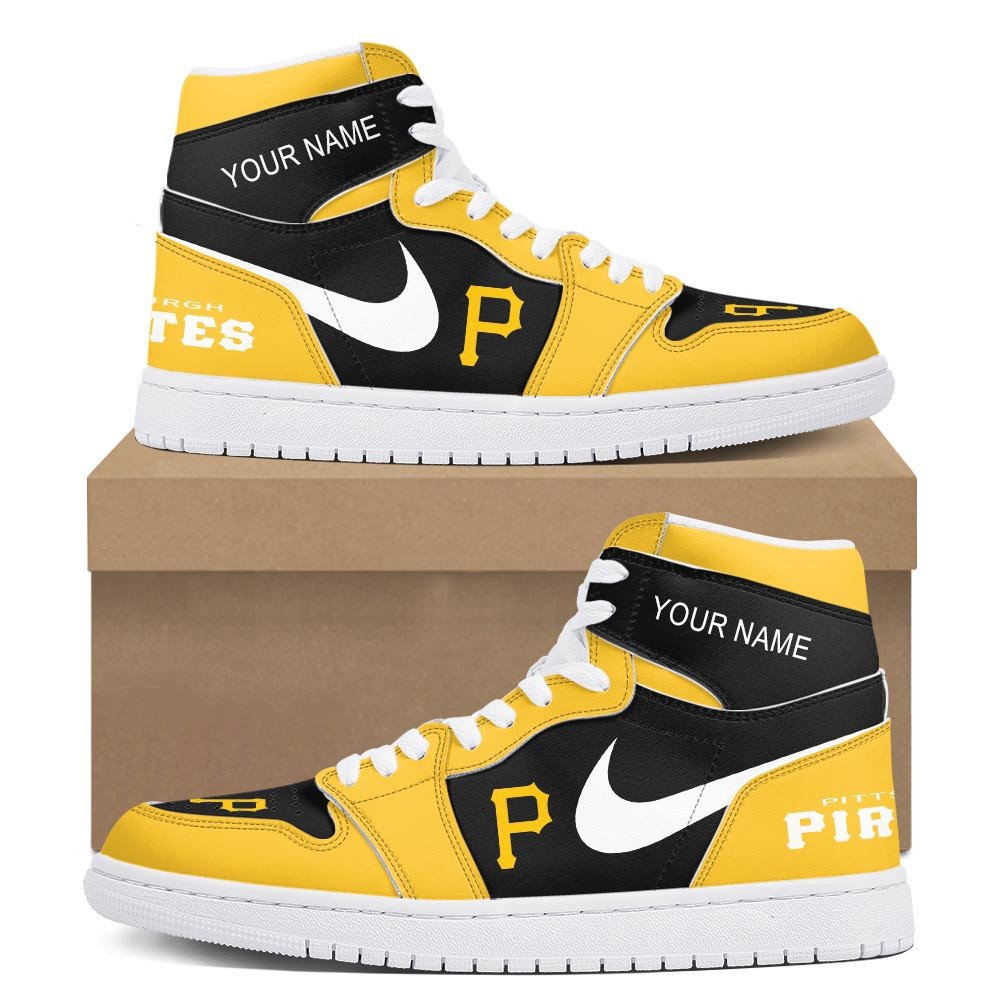 Ideafootwear Pittsburgh Pirates AJ1 High Sneakers Shoes For Men And Women 3